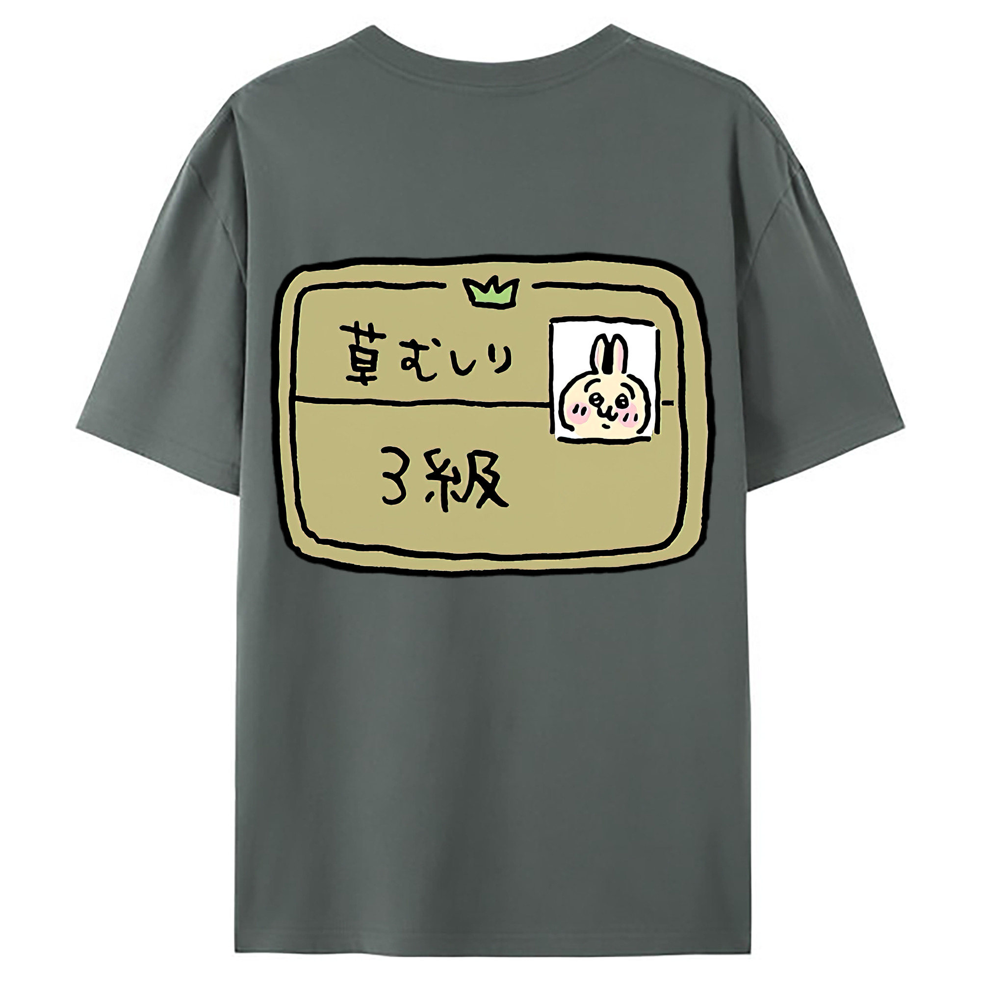 （画像用） ちいかわ うさぎ Chii-kawa usagi 綿100％ メンズ半袖Tシャツ（バックプリント） 通気性